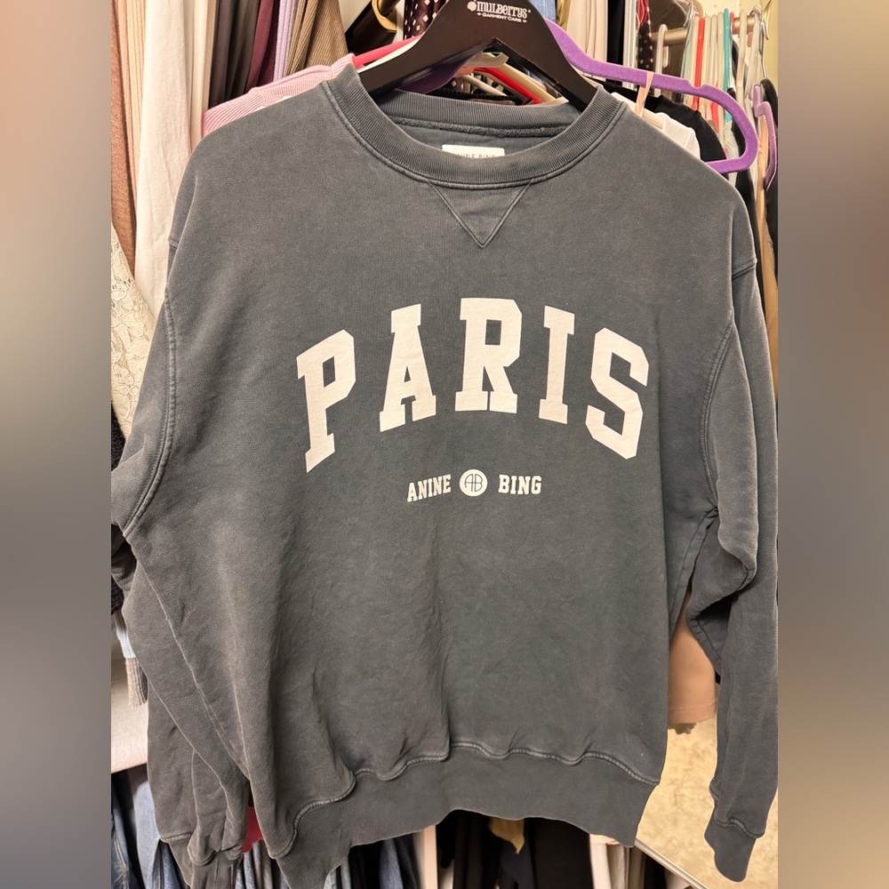 Anine Bing Charcoal Paris Sweatshirt